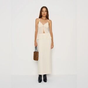 NEW Reformation Kari Two Piece Set in Fior Di Latte Cream Ivory